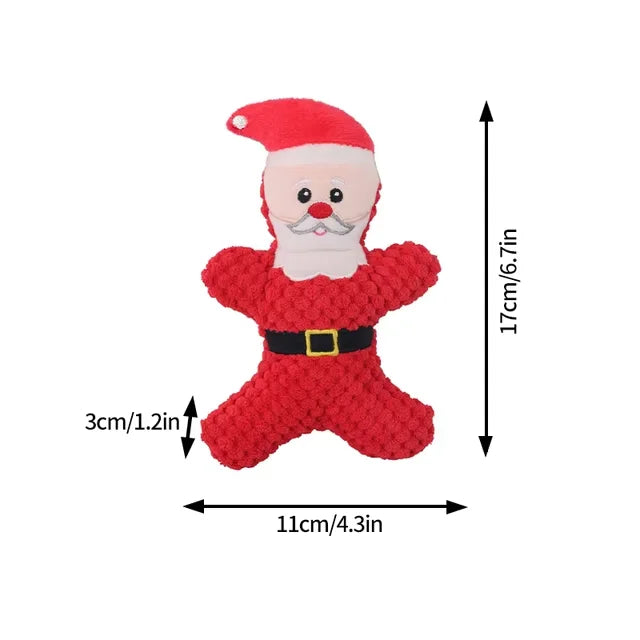 Xmas Pet Dog Plush Chew Toy Santa Elk Gingerbread Man Donut Cat Dog Christmas CartoonSoft Toy for dogs Toys Pet Supplies