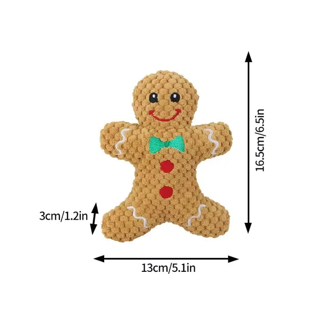 Xmas Pet Dog Plush Chew Toy Santa Elk Gingerbread Man Donut Cat Dog Christmas CartoonSoft Toy for dogs Toys Pet Supplies