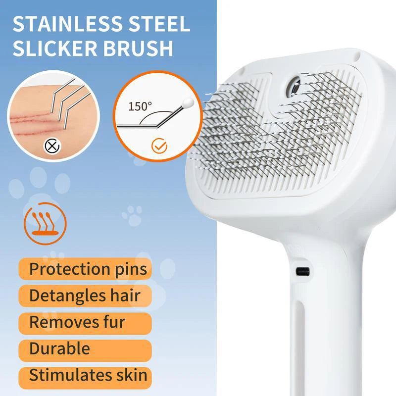 Dog Steam Comb Pet Massage Brush USB Charging Safe Round Head Soft Teeth Spray Hair Removal Comb Universal for Cats Dogs
