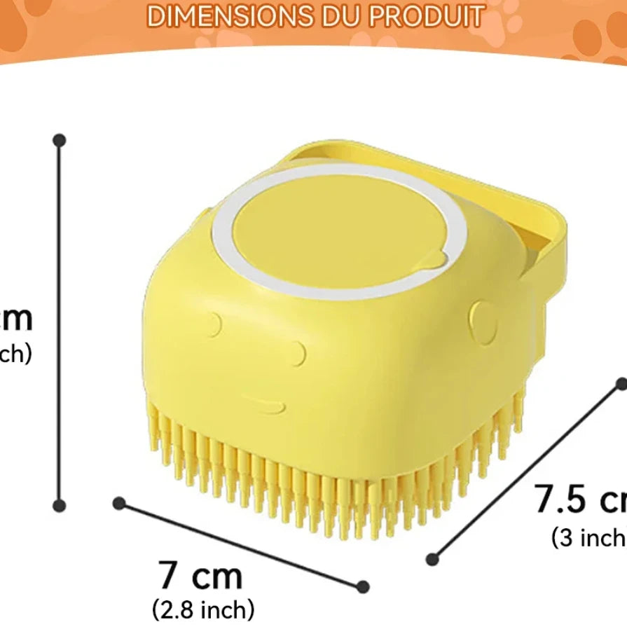 Dog Bathing Brush Pet Massage Brush Shampoo Dispenser Soft Silicone Brush Rubber Bristle for Dogs and Cats Shower Grooming Tool